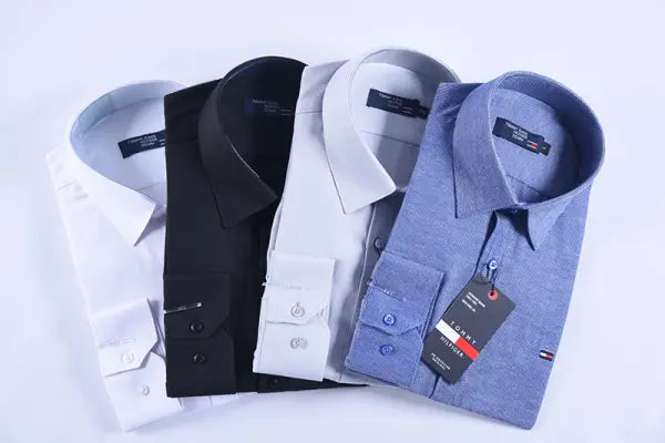 👔 Pack de 4 Chemises Tommy – Oxford Coton Piqué (Bleu roi, Blanc, Gris clair, Noir)