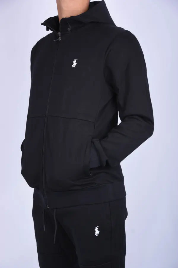 👕 Survêtement Polo en Pur Coton – Coupe Confort Noir / Beige