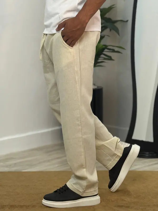 🩳 Pack 2 Pantalons en Lin – Relaxed Fit Beige & Vert Royal