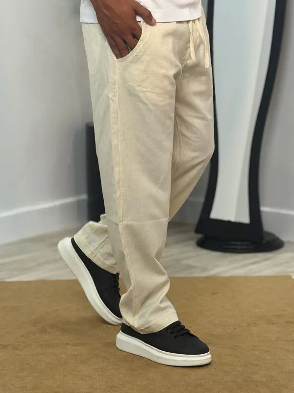 🩳 Pack 2 Pantalons en Lin – Relaxed Fit Beige & Vert Royal