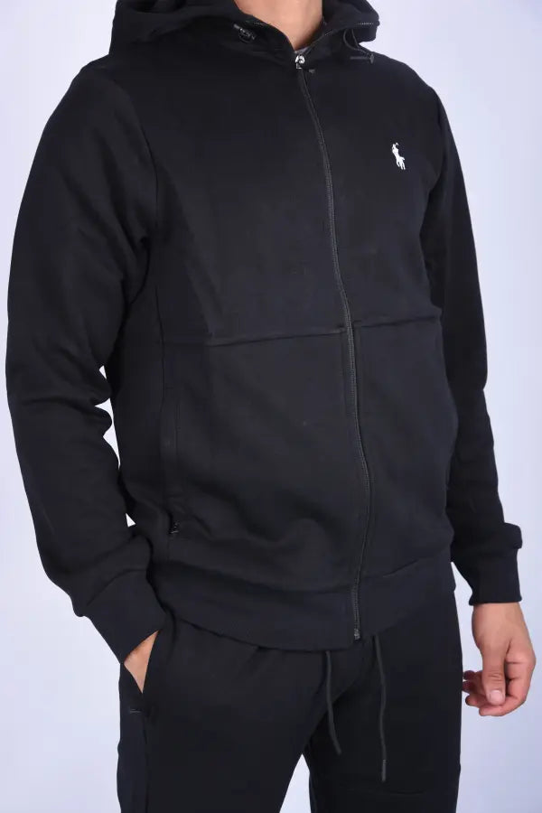 👕 Survêtement Polo en Pur Coton – Coupe Confort Noir / Beige