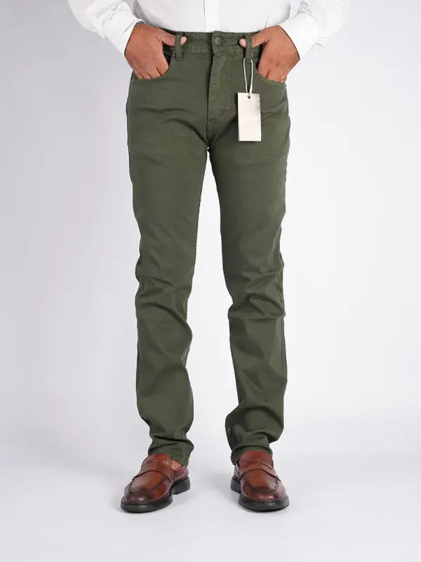 👖 Pantalon en Toile Piquée de Coton – 5 Poches Couleurs : Noir · Beige · Vert olive · Bleu roi