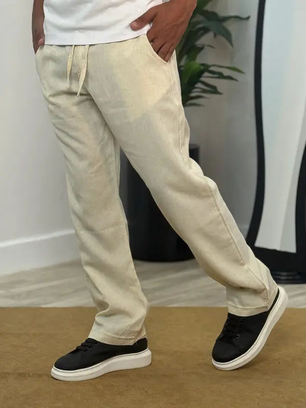 🩳 Pack 2 Pantalons en Lin – Relaxed Fit Beige & Vert Royal