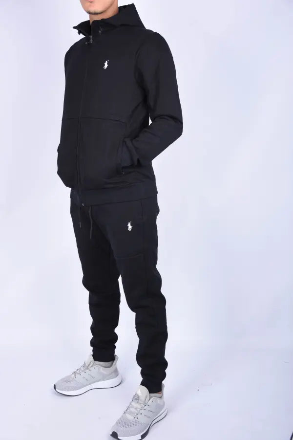 👕 Survêtement Polo en Pur Coton – Coupe Confort Noir / Beige