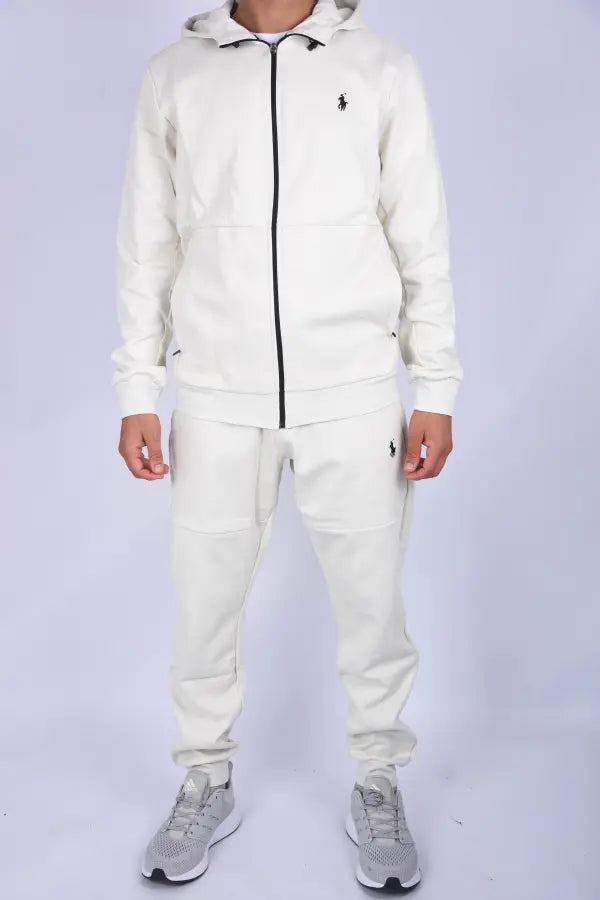 👕 Survêtement Polo en Pur Coton – Coupe Confort Noir / Beige