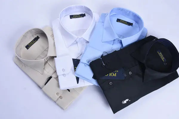 👔 Pack de 4 Chemises Ralph – Pur Coton Noir • Blanc • Beige • Bleu ciel