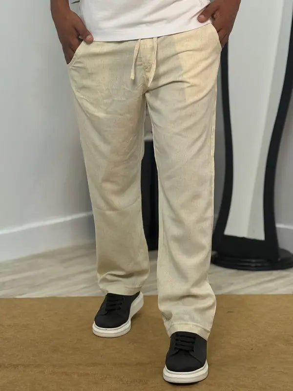 🩳 Pack 2 Pantalons en Lin – Relaxed Fit Beige & Vert Royal