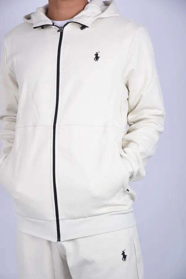 👕 Survêtement Polo en Pur Coton – Coupe Confort Noir / Beige