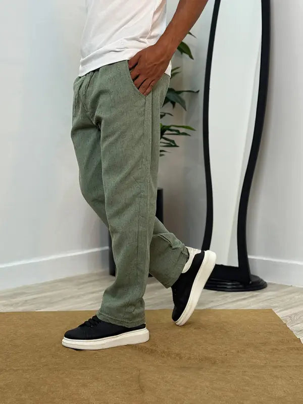 🩳 Pack 2 Pantalons en Lin – Relaxed Fit Beige & Vert Royal