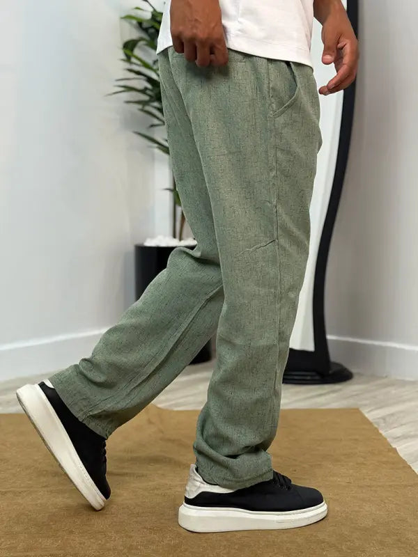 🩳 Pack 2 Pantalons en Lin – Relaxed Fit Beige & Vert Royal