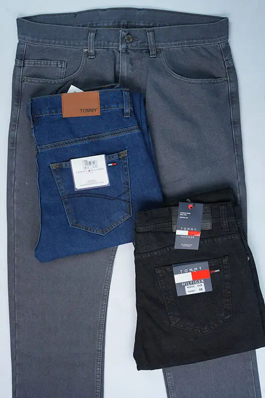 👖 Pack de 3 Jeans Tommy – Gris, Noir & Bleu