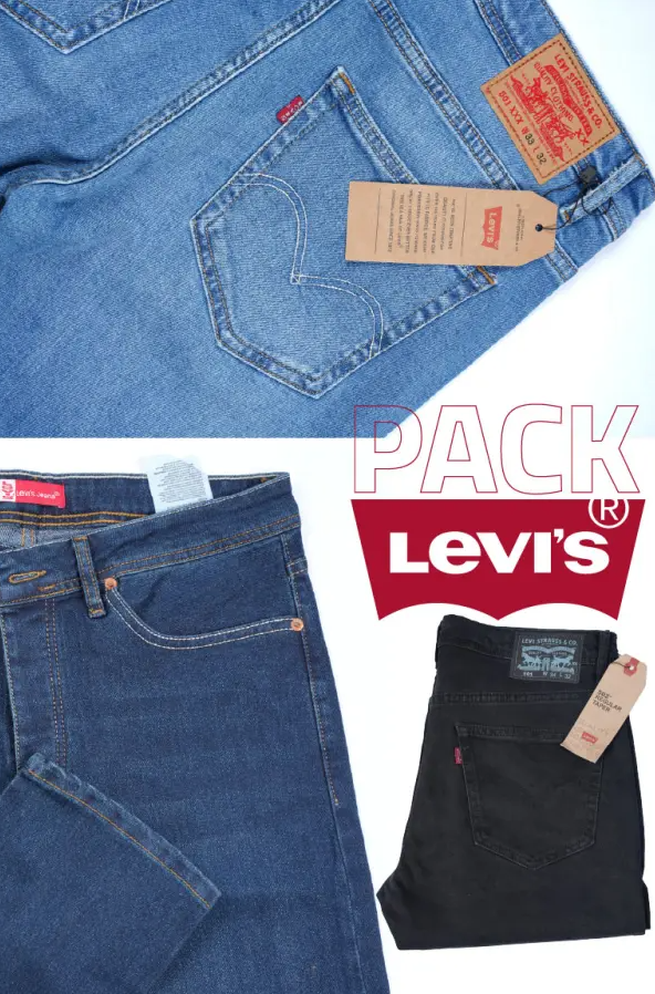 👖Pack 3 Jeans Levi’s® Premium – Bleu Foncé, Bleu Clair & Noir